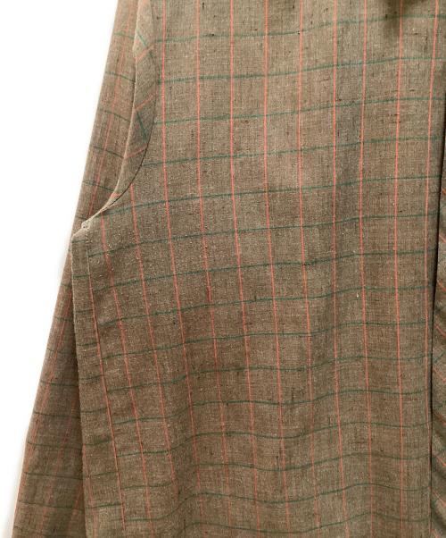 Sears（シアーズ）Sears (シアーズ) 60~70s 絣柄チェックオープンカラーシャツ ベージュ サイズ:Lの古着・服飾アイテム