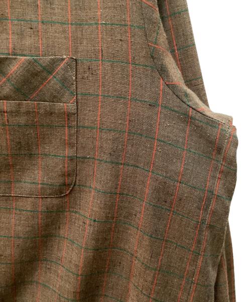 Sears（シアーズ）Sears (シアーズ) 60~70s 絣柄チェックオープンカラーシャツ ベージュ サイズ:Lの古着・服飾アイテム