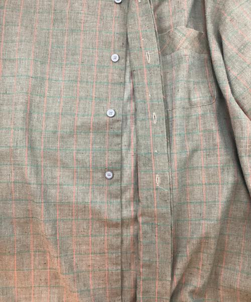 Sears（シアーズ）Sears (シアーズ) 60~70s 絣柄チェックオープンカラーシャツ ベージュ サイズ:Lの古着・服飾アイテム