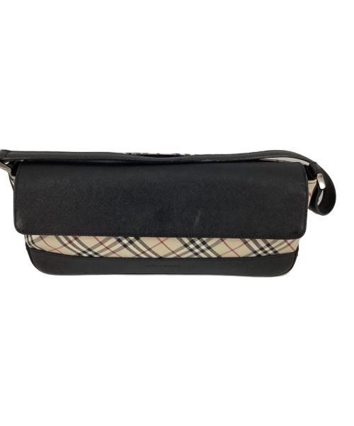 BURBERRY（バーバリー）BURBERRY (バーバリー) ノバチェックワンショルダーバッグ ブラック×ベージュの古着・服飾アイテム