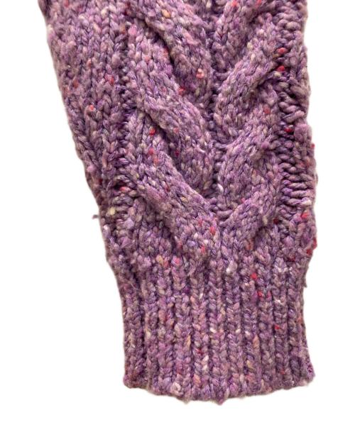 POLO RALPH LAUREN（ポロ・ラルフローレン）POLO RALPH LAUREN (ポロ・ラルフローレン) Cable Wool-Blend Puffed-Sleeve Cardigan パープル サイズ:XSの古着・服飾アイテム