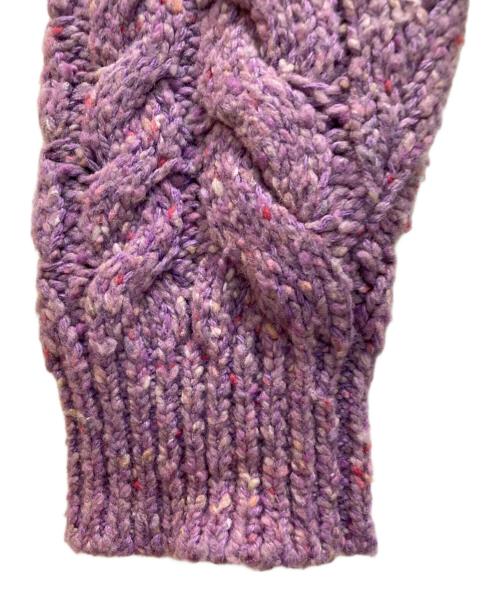 POLO RALPH LAUREN（ポロ・ラルフローレン）POLO RALPH LAUREN (ポロ・ラルフローレン) Cable Wool-Blend Puffed-Sleeve Cardigan パープル サイズ:XSの古着・服飾アイテム