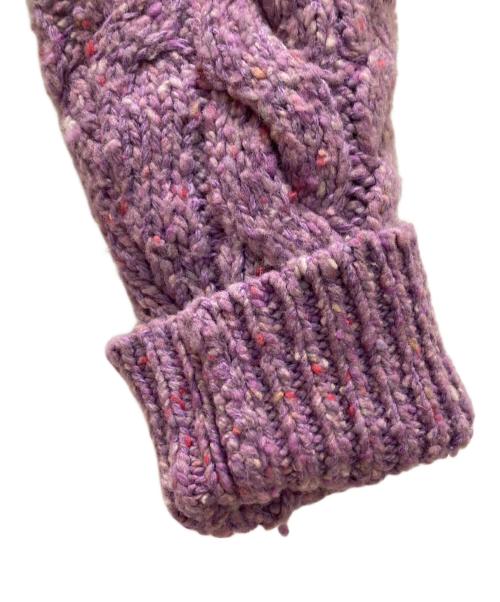 POLO RALPH LAUREN（ポロ・ラルフローレン）POLO RALPH LAUREN (ポロ・ラルフローレン) Cable Wool-Blend Puffed-Sleeve Cardigan パープル サイズ:XSの古着・服飾アイテム