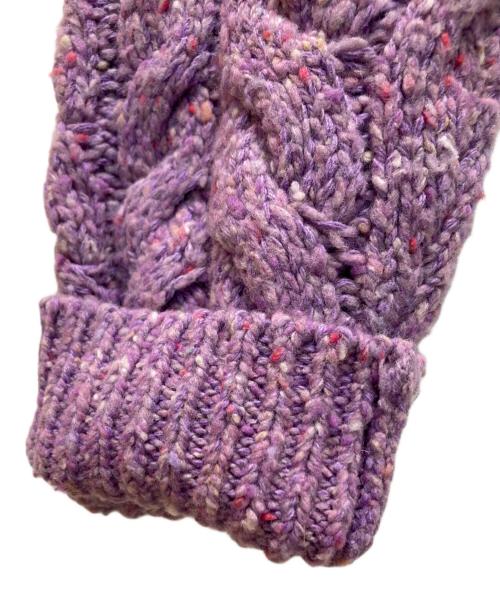 POLO RALPH LAUREN（ポロ・ラルフローレン）POLO RALPH LAUREN (ポロ・ラルフローレン) Cable Wool-Blend Puffed-Sleeve Cardigan パープル サイズ:XSの古着・服飾アイテム