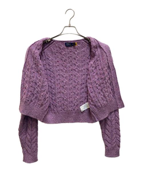 POLO RALPH LAUREN（ポロ・ラルフローレン）POLO RALPH LAUREN (ポロ・ラルフローレン) Cable Wool-Blend Puffed-Sleeve Cardigan パープル サイズ:XSの古着・服飾アイテム