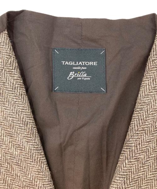 TAGLIATORE（タリアトーレ）TAGLIATORE (タリアトーレ) Brilla per il gusto (ブリッラ ペル イルグースト) コラボヘリンボーンジレ ブラウン サイズ:48の古着・服飾アイテム