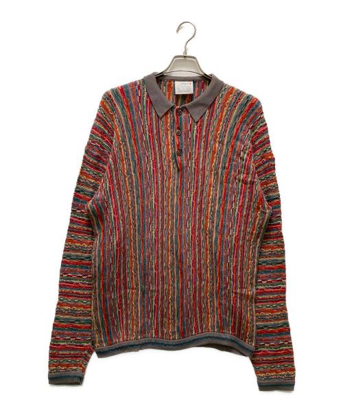 Coogi（クージー）Coogi (クージー) 3D編みクレイジーパターンニットポロシャツ マルチカラー サイズ:XLの古着・服飾アイテム