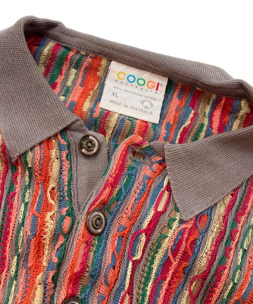 Coogi（クージー）Coogi (クージー) 3D編みクレイジーパターンニットポロシャツ マルチカラー サイズ:XLの古着・服飾アイテム