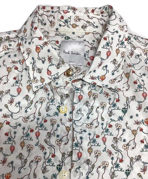 PAUL SMITH（ポールスミス）PAUL SMITH (ポールスミス) カフス裏ストライプレギュラーカラーフラワーシャツ ホワイト サイズ:Lの古着・服飾アイテム