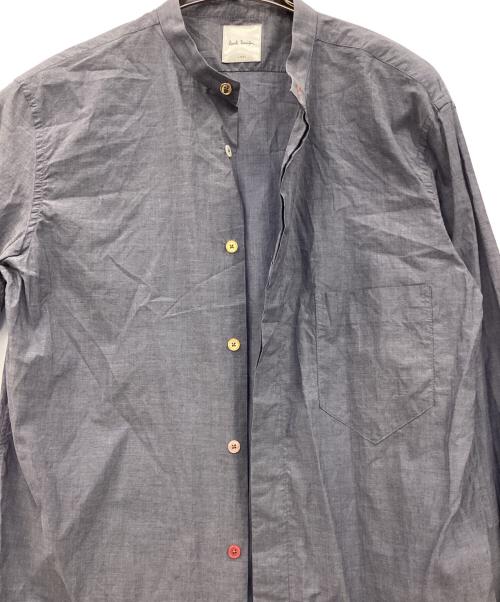 PAUL SMITH（ポールスミス）Paul Smith (ポールスミス) カフス裏ストライプバンドカラーシャツ ネイビー サイズ:Lの古着・服飾アイテム