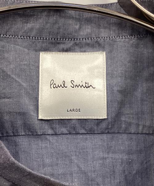 PAUL SMITH（ポールスミス）Paul Smith (ポールスミス) カフス裏ストライプバンドカラーシャツ ネイビー サイズ:Lの古着・服飾アイテム