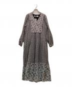 sara mallikaサラマリカ）の古着「ダブルフラワープリントワンピース」｜ブラック