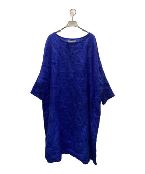 aodress（アオドレス）aodress (アオドレス) 刺繍リネンブラウスワンピース ブルー サイズ:Mの古着・服飾アイテム