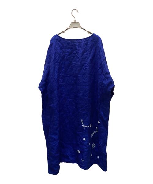aodress（アオドレス）aodress (アオドレス) 刺繍リネンブラウスワンピース ブルー サイズ:Mの古着・服飾アイテム
