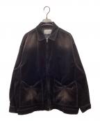 la peau de gemラポドゥジェム）の古着「ジップアップベロアブルゾン」｜ブラック