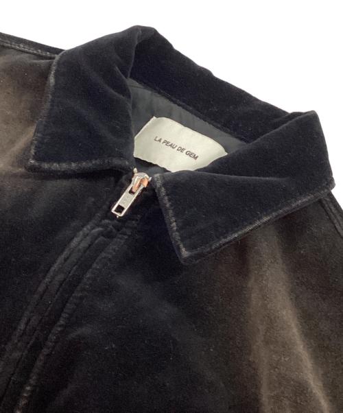 la peau de gem（ラポドゥジェム）la peau de gem (ラポドゥジェム) ジップアップベロアブルゾン ブラック サイズ:FREEの古着・服飾アイテム