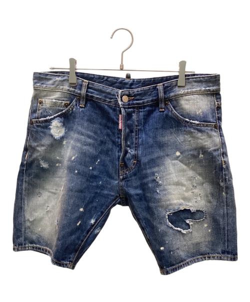 DSQUARED2（ディースクエアード）DSQUARED2 (ディースクエアード) ダメージ加工デニムハーフパンツ インディゴ サイズ:size50の古着・服飾アイテム