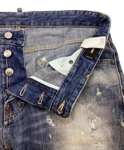 DSQUARED2（ディースクエアード）DSQUARED2 (ディースクエアード) ダメージ加工デニムハーフパンツ インディゴ サイズ:size50の古着・服飾アイテム