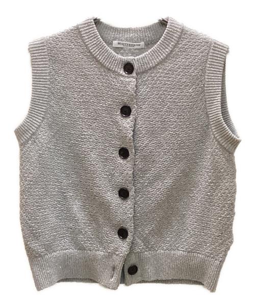 BEAUTY&YOUTH（ビューティーアンドユース）BEAUTY&YOUTH (ビューティーアンドユース) フロントボタン ラメニット ベスト グレー サイズ:FREEの古着・服飾アイテム