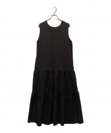 BEAUTY&YOUTH（ビューティーアンドユース）の古着「リネンライク ティアードノースリーブワンピース」｜ブラック