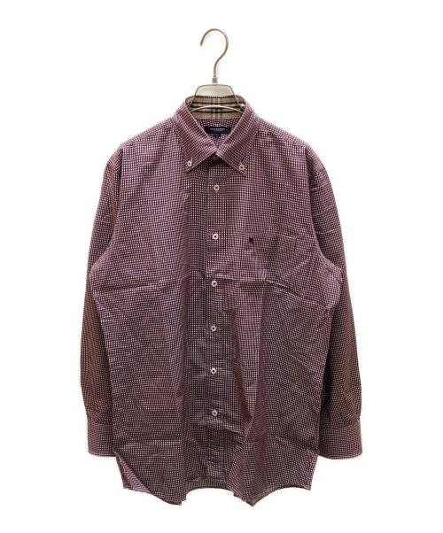 BURBERRY LONDON（バーバリーロンドン）BURBERRY LONDON (バーバリーロンドン) ノバチェック切替ボタンダウンチェックシャツ ホワイト×ブラック サイズ:Lの古着・服飾アイテム