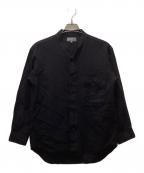 MARGARET HOWELLマーガレットハウエル）の古着「ドライウール リネン スタンドカラーシャツ」｜ブラック