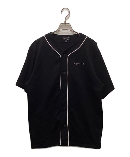 agnes b homme（アニエスベーオム）agnes b homme (アニエスベーオム) パイピングベースボールシャツ ブラック サイズ:2の古着・服飾アイテム