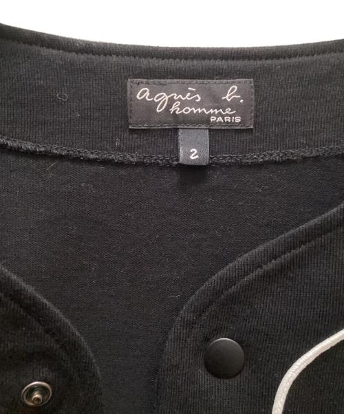 agnes b homme（アニエスベーオム）agnes b homme (アニエスベーオム) パイピングベースボールシャツ ブラック サイズ:2の古着・服飾アイテム