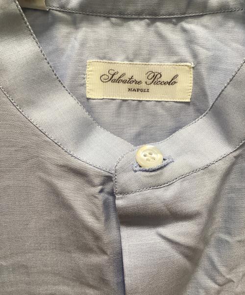 Salvatore Piccolo（サルヴァトーレ・ピッコロ）Salvatore Piccolo (サルヴァトーレ・ピッコロ) フラワー刺繍バンドカラーシャツワンピース ブルー サイズ:40 未使用品の古着・服飾アイテム