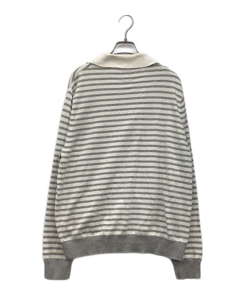 BROOKS BROTHERS Red Fleece（ブルックスブラザーズレッドフリース）Brooks Brothers Red Fleece (ブルックスブラザーズレッドフリース) ボーダーショールカラーカーディガン ホワイト×グレー サイズ:Lの古着・服飾アイテム