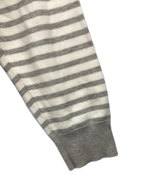 BROOKS BROTHERS Red Fleece（ブルックスブラザーズレッドフリース）Brooks Brothers Red Fleece (ブルックスブラザーズレッドフリース) ボーダーショールカラーカーディガン ホワイト×グレー サイズ:Lの古着・服飾アイテム