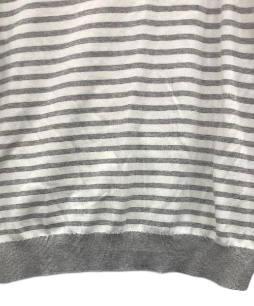 BROOKS BROTHERS Red Fleece（ブルックスブラザーズレッドフリース）Brooks Brothers Red Fleece (ブルックスブラザーズレッドフリース) ボーダーショールカラーカーディガン ホワイト×グレー サイズ:Lの古着・服飾アイテム