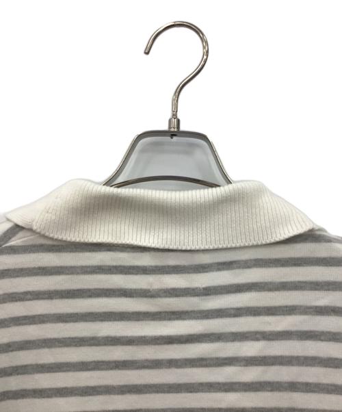 BROOKS BROTHERS Red Fleece（ブルックスブラザーズレッドフリース）Brooks Brothers Red Fleece (ブルックスブラザーズレッドフリース) ボーダーショールカラーカーディガン ホワイト×グレー サイズ:Lの古着・服飾アイテム
