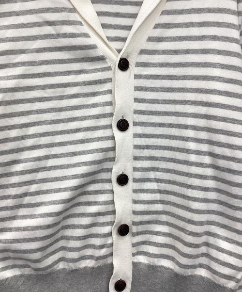 BROOKS BROTHERS Red Fleece（ブルックスブラザーズレッドフリース）Brooks Brothers Red Fleece (ブルックスブラザーズレッドフリース) ボーダーショールカラーカーディガン ホワイト×グレー サイズ:Lの古着・服飾アイテム