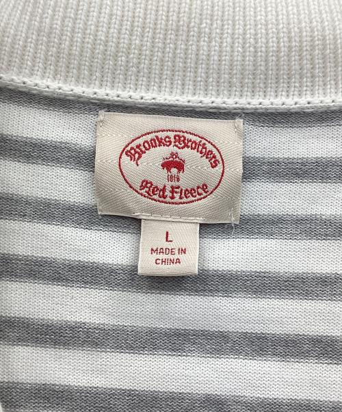 BROOKS BROTHERS Red Fleece（ブルックスブラザーズレッドフリース）Brooks Brothers Red Fleece (ブルックスブラザーズレッドフリース) ボーダーショールカラーカーディガン ホワイト×グレー サイズ:Lの古着・服飾アイテム