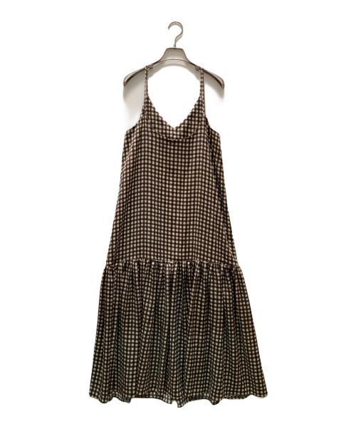 MACPHEE（マカフィー）MACPHEE (マカフィー) ドローイングチェックプリント ティアードキャミソールワンピース ブラック サイズ:36の古着・服飾アイテム