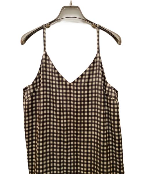 MACPHEE（マカフィー）MACPHEE (マカフィー) ドローイングチェックプリント ティアードキャミソールワンピース ブラック サイズ:36の古着・服飾アイテム