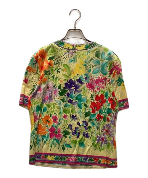 LEONARD（レオナール）LEONARD (レオナール) フラワーデザイン半袖カットソー イエロー サイズ:Lの古着・服飾アイテム