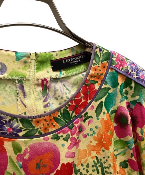 LEONARD（レオナール）LEONARD (レオナール) フラワーデザイン半袖カットソー イエロー サイズ:Lの古着・服飾アイテム