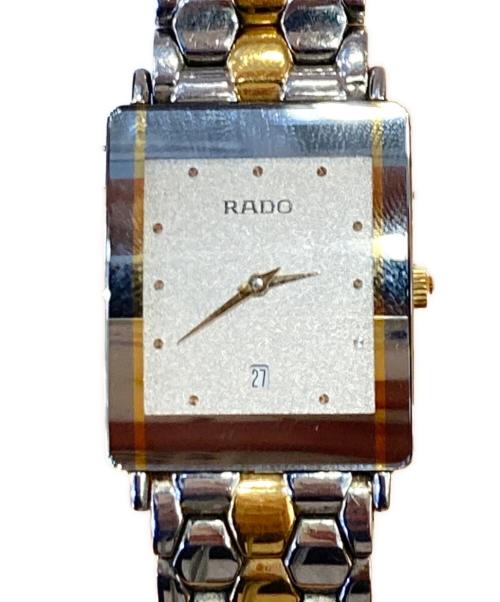 RADO（ラドー）RADO (ラドー) スクエア シルバー 2針 デイト コンビ クォーツ腕時計 シルバーの古着・服飾アイテム