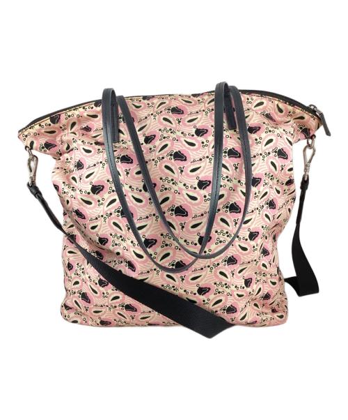PRADA（プラダ）PRADA (プラダ) フラワープリント2WAYトートバッグ ALABASTRO/ピンクの古着・服飾アイテム