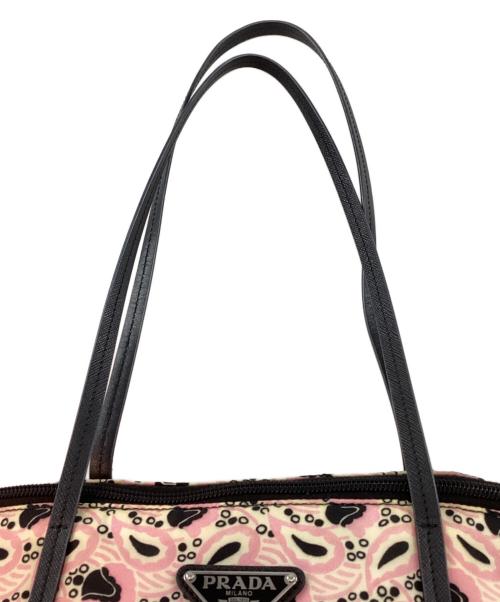 PRADA（プラダ）PRADA (プラダ) フラワープリント2WAYトートバッグ ALABASTRO/ピンクの古着・服飾アイテム