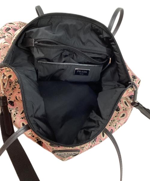 PRADA（プラダ）PRADA (プラダ) フラワープリント2WAYトートバッグ ALABASTRO/ピンクの古着・服飾アイテム