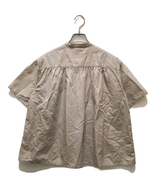 DANTON（ダントン）DANTON (ダントン) コットンリネン 半袖バンドカラーギャザーシャツ ベージュ サイズ:36の古着・服飾アイテム