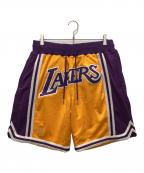 LAKERS×MITCHELL & NESS×JUST★DONレイカーズ×ミッチェルアンドネス×ジャストドン）の古着「コラボ ショーツ ロサンゼルスレイカーズ」｜イエロー×パープル