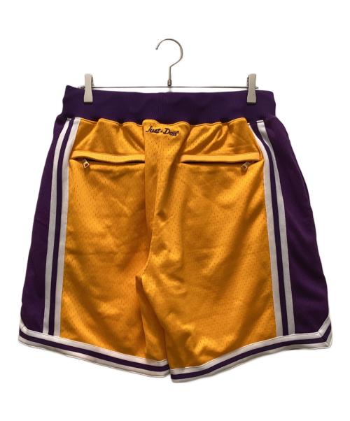 LAKERS（レイカーズ）LAKERS (レイカーズ) MITCHELL & NESS (ミッチェルアンドネス) JUST★DON (ジャストドン) コラボ ショーツ ロサンゼルスレイカーズ イエロー×パープル サイズ:Lの古着・服飾アイテム