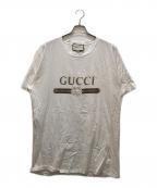 GUCCIグッチ）の古着「ダメージ加工ヴィンテージロゴプリントTシャツ」｜ホワイト