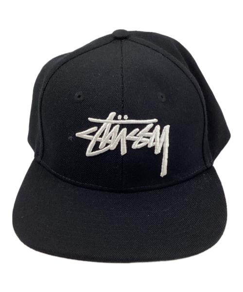 stussy（ステューシー）stussy (ステューシー) ストックロゴ スナップバックキャップ ブラック サイズ:表記無しの古着・服飾アイテム