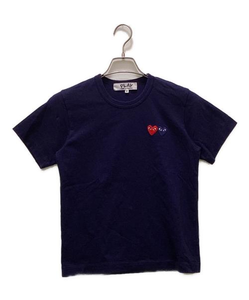PLAY COMME des GARCONS（プレイコムデギャルソン）PLAY COMME des GARCONS (プレイコムデギャルソン) T-SHIRT WITH DOUBLE HEART ネイビー サイズ:Mの古着・服飾アイテム