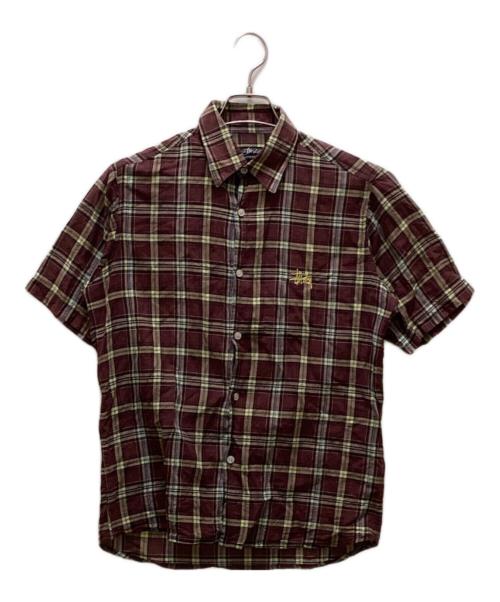 stussy（ステューシー）stussy (ステューシー) 半袖チェックシャツ ブラウン サイズ:Sの古着・服飾アイテム